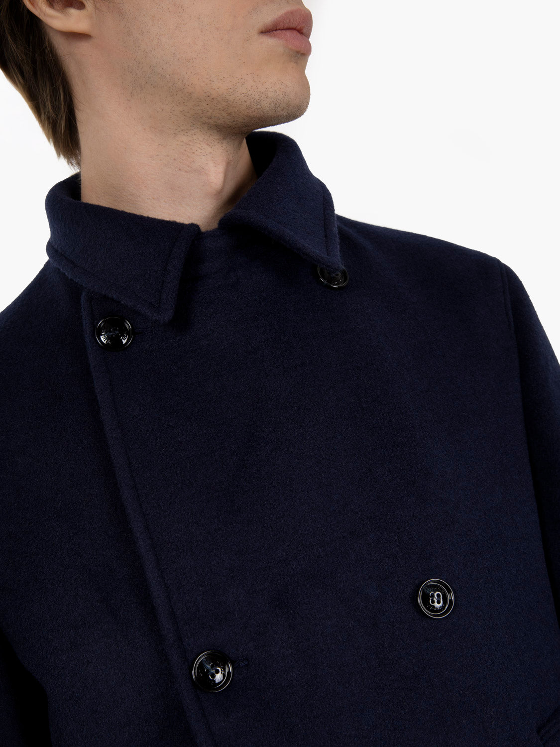 Cappotto corto doppio petto blu