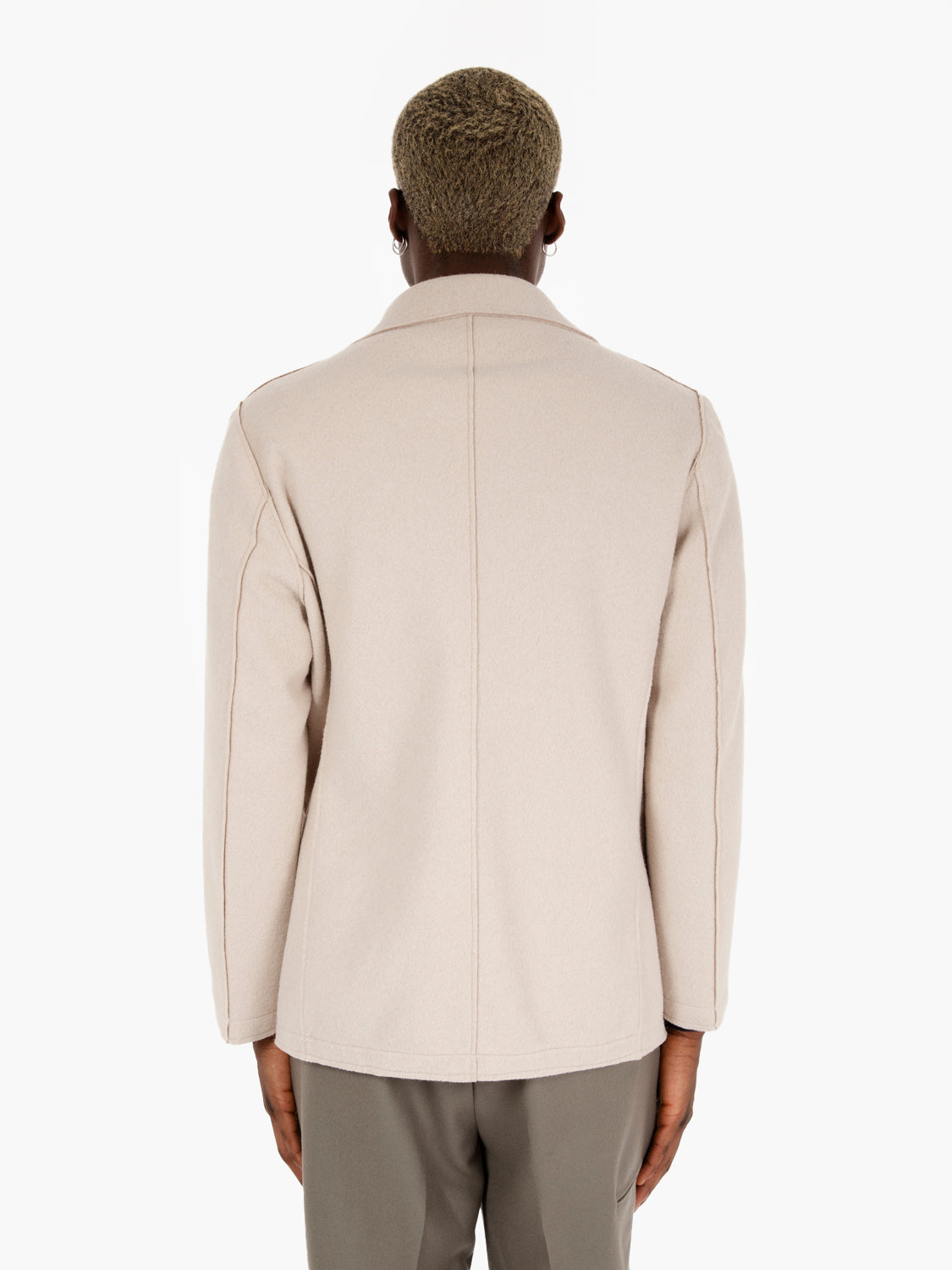 Cappotto doppiopetto taglio vivo beige