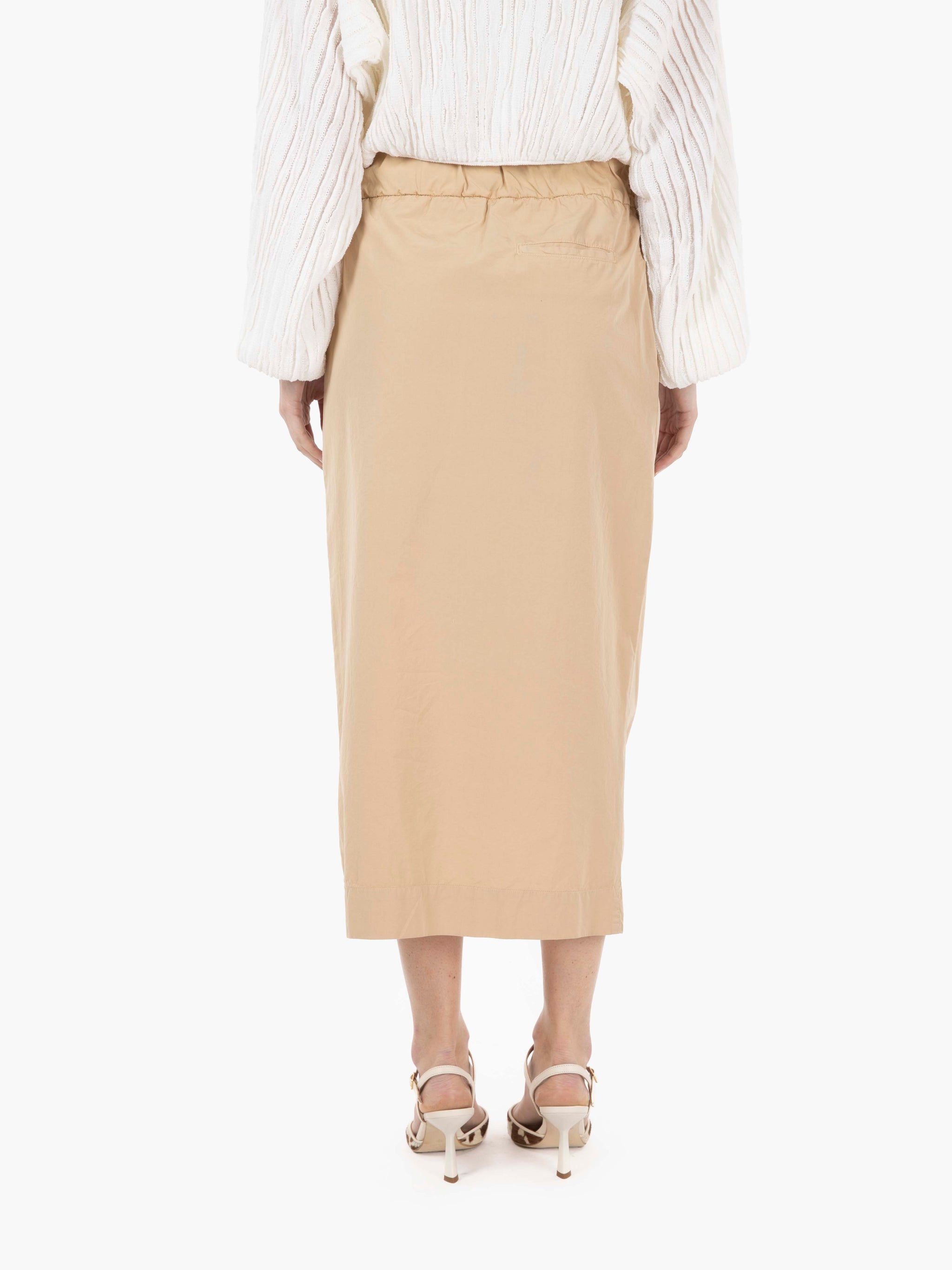 Gonna midi a portafoglio beige