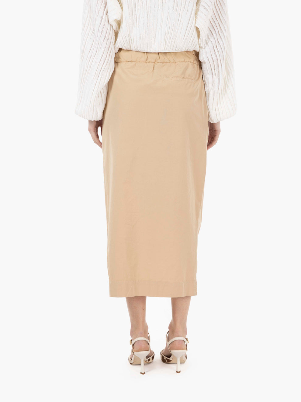 Gonna midi a portafoglio beige
