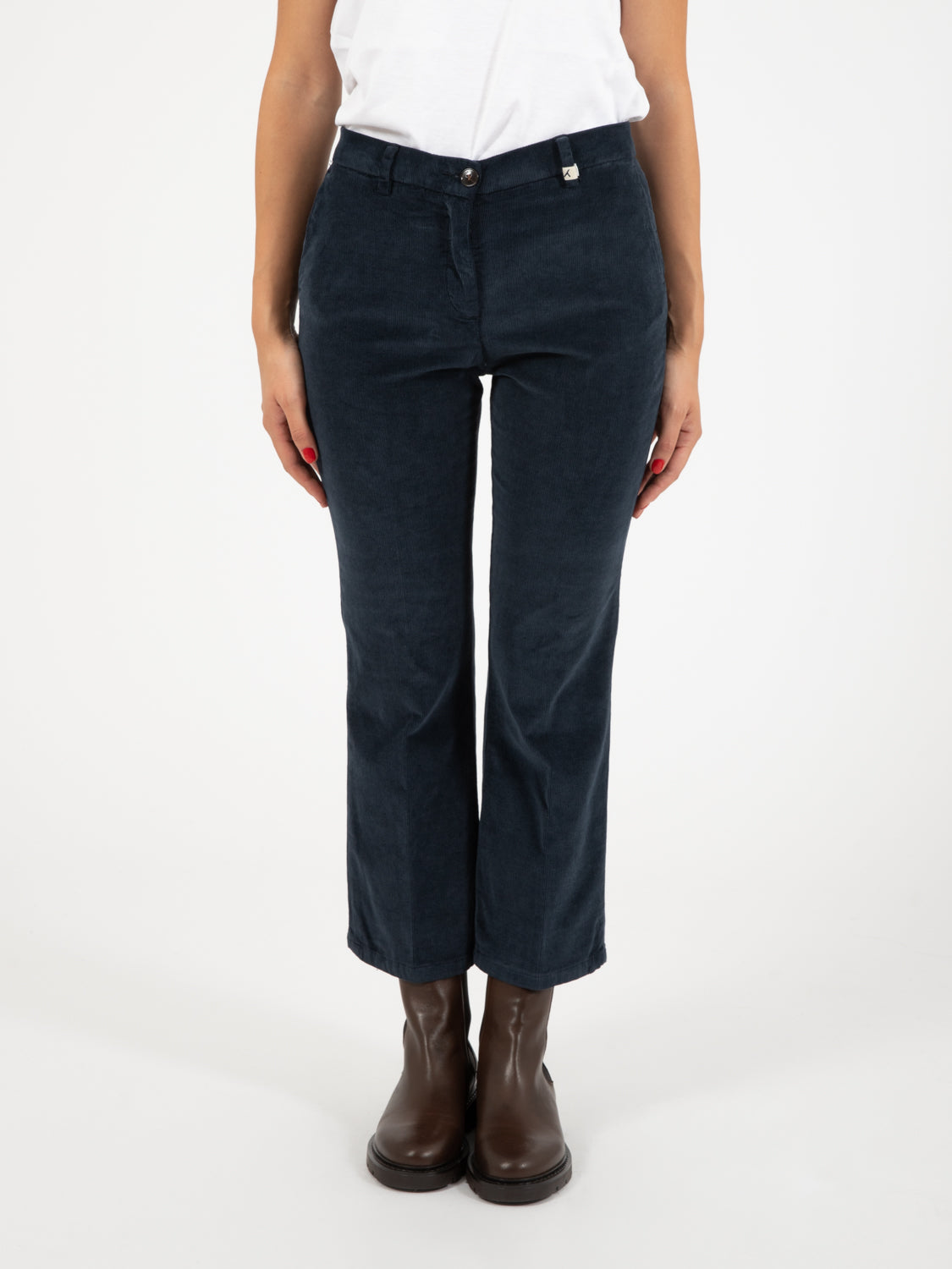 Pantalone in velluto blu navy