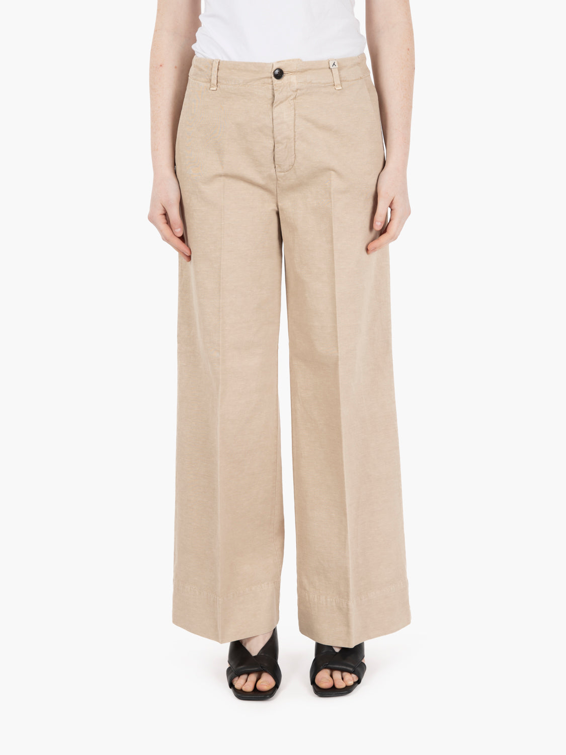 Pantalone palazzo crop beige