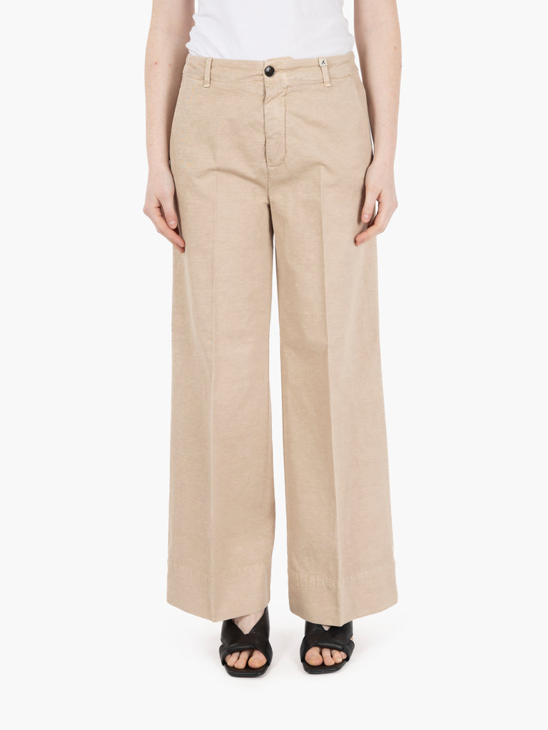 MYTHS - Pantalone palazzo crop beige