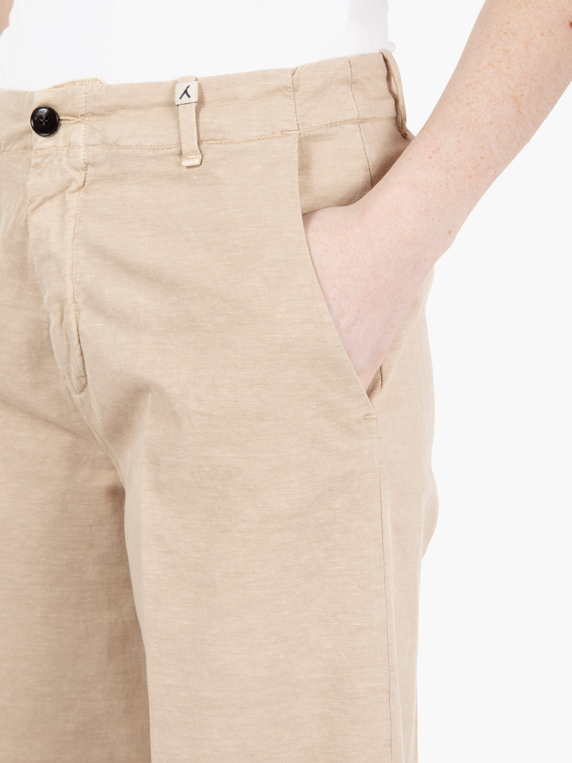 Pantalone palazzo crop beige