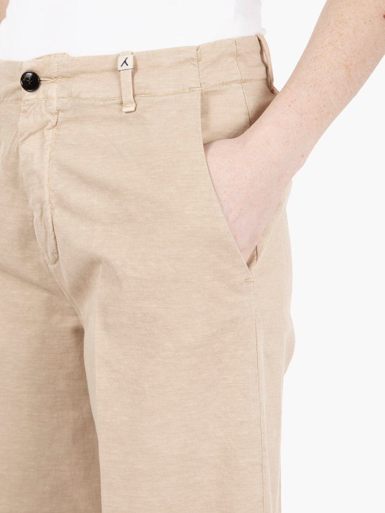 MYTHS - Pantalone palazzo crop beige