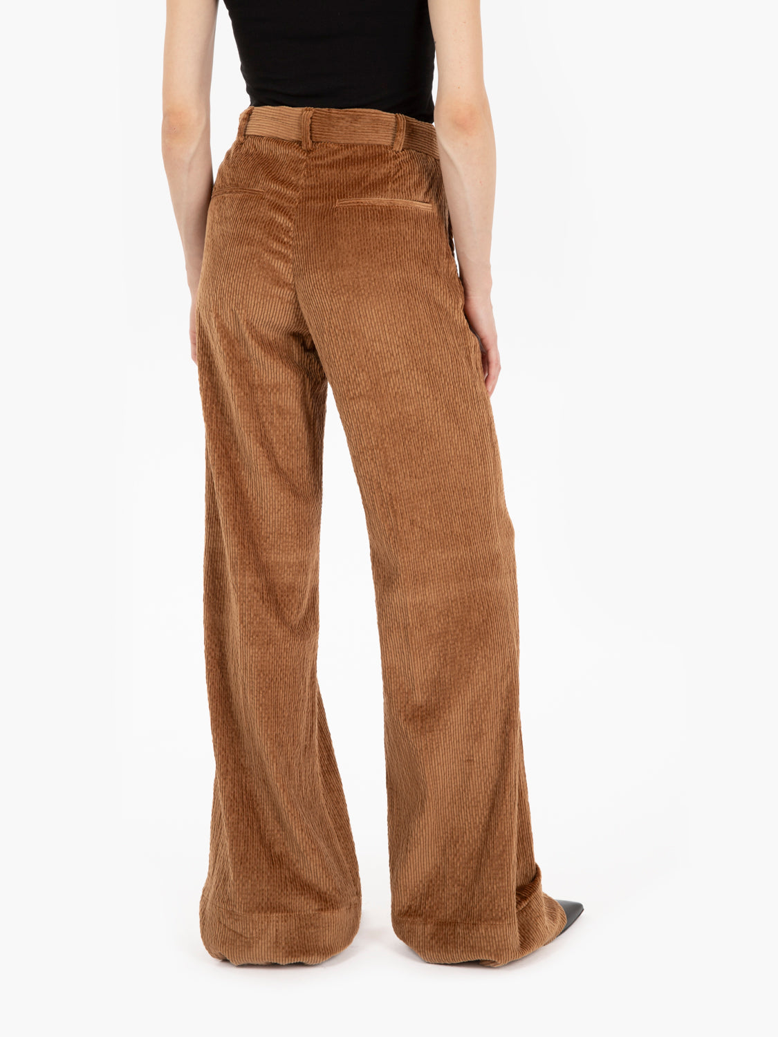 Pantalone palazzo in velluto cammello