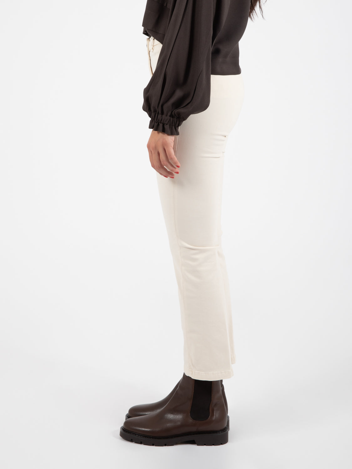 Pantaloni a trombetta panna