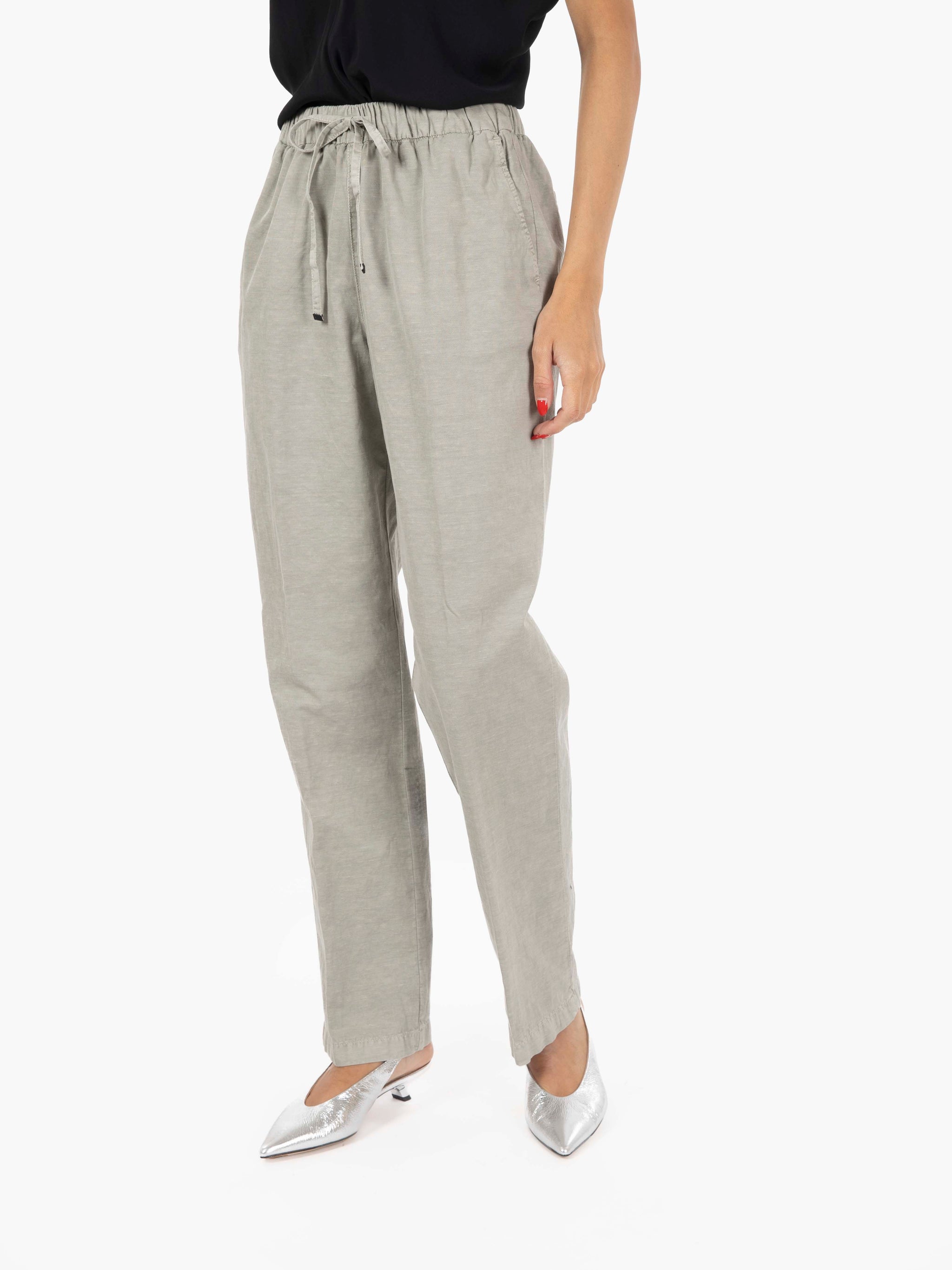Pantaloni con coulisse verde salvia