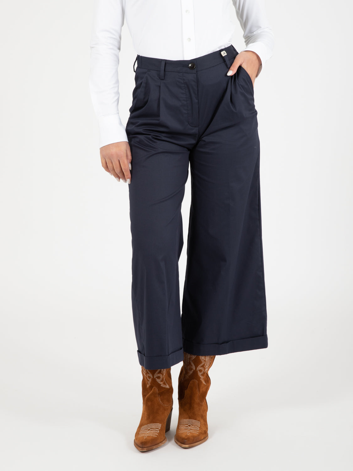 Pantaloni coulotte con risvolto Myths