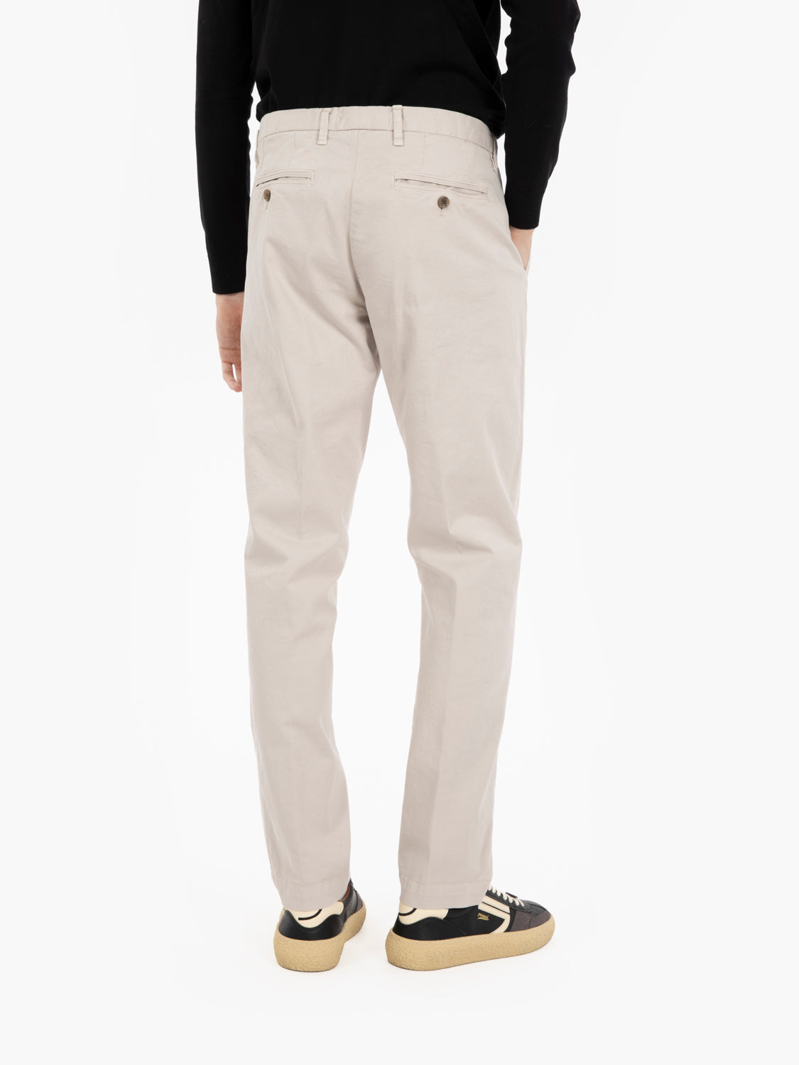 Pantaloni gabardina stretch sabbia