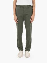 Pantaloni gabardina stretch verde militare