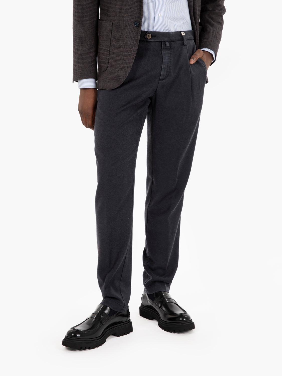 Myths Pantaloni in lana enzimato blu STIMM