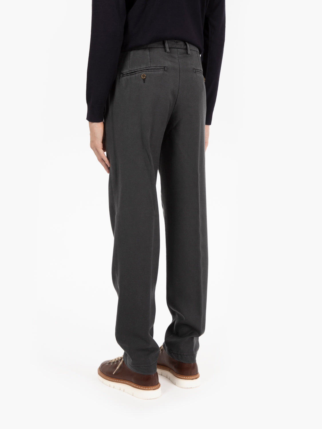 Pantaloni in lana enzimato grigio