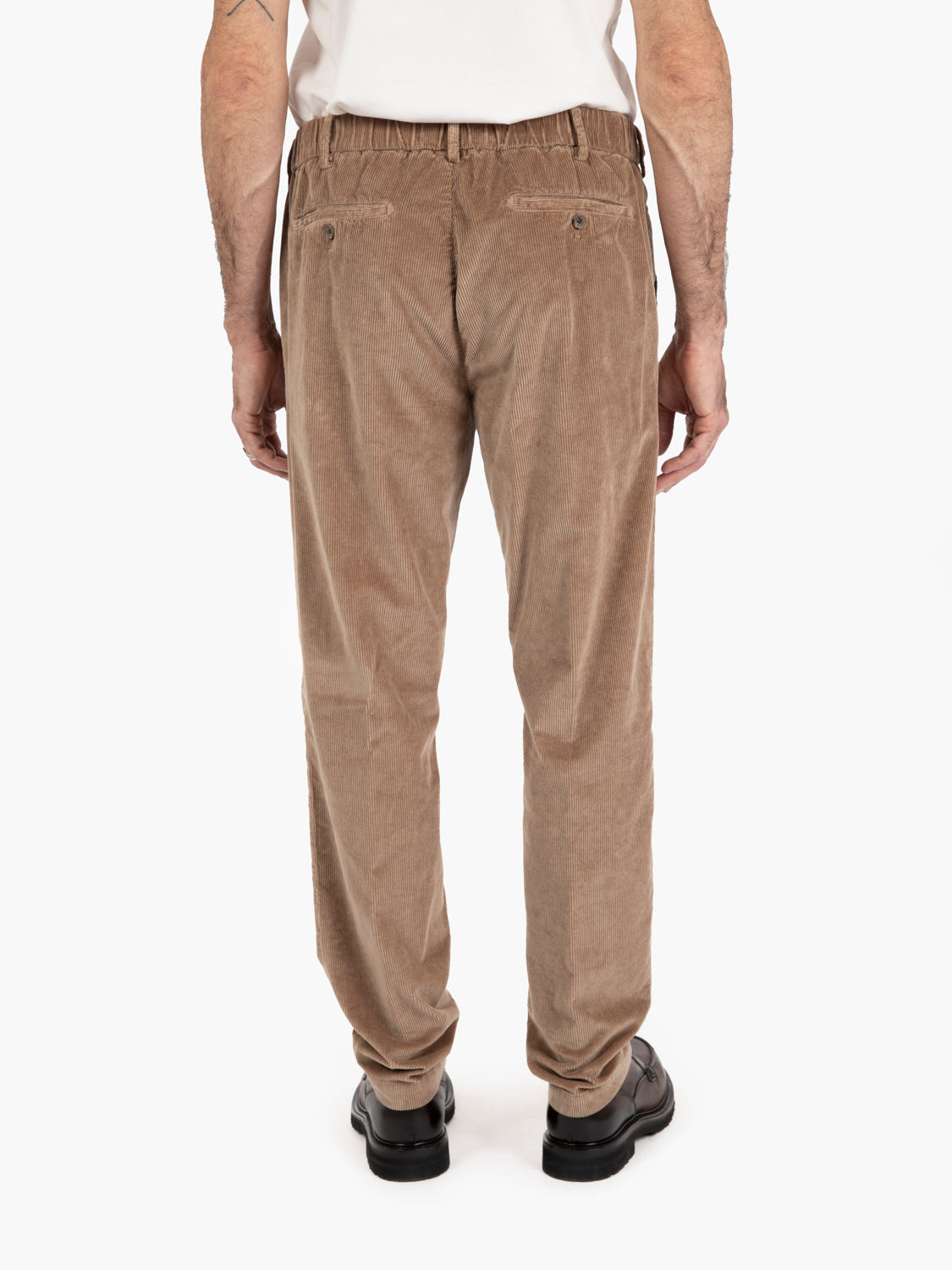Pantaloni in velluto con coulisse nocciola