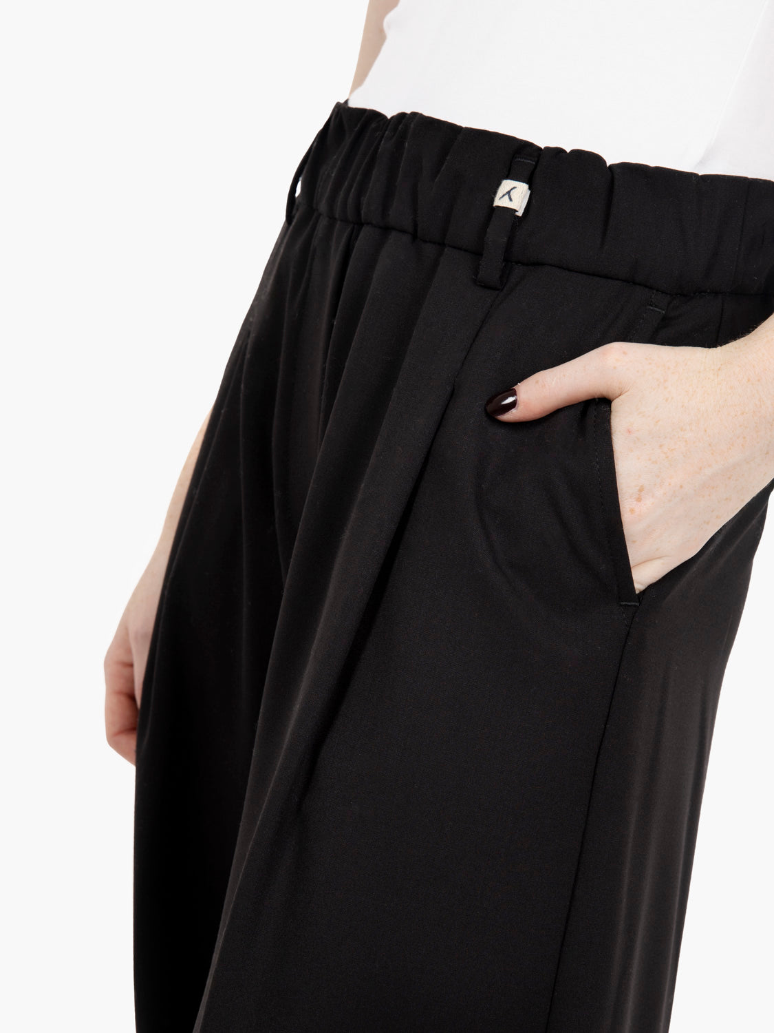 Black pleated palazzo trousers