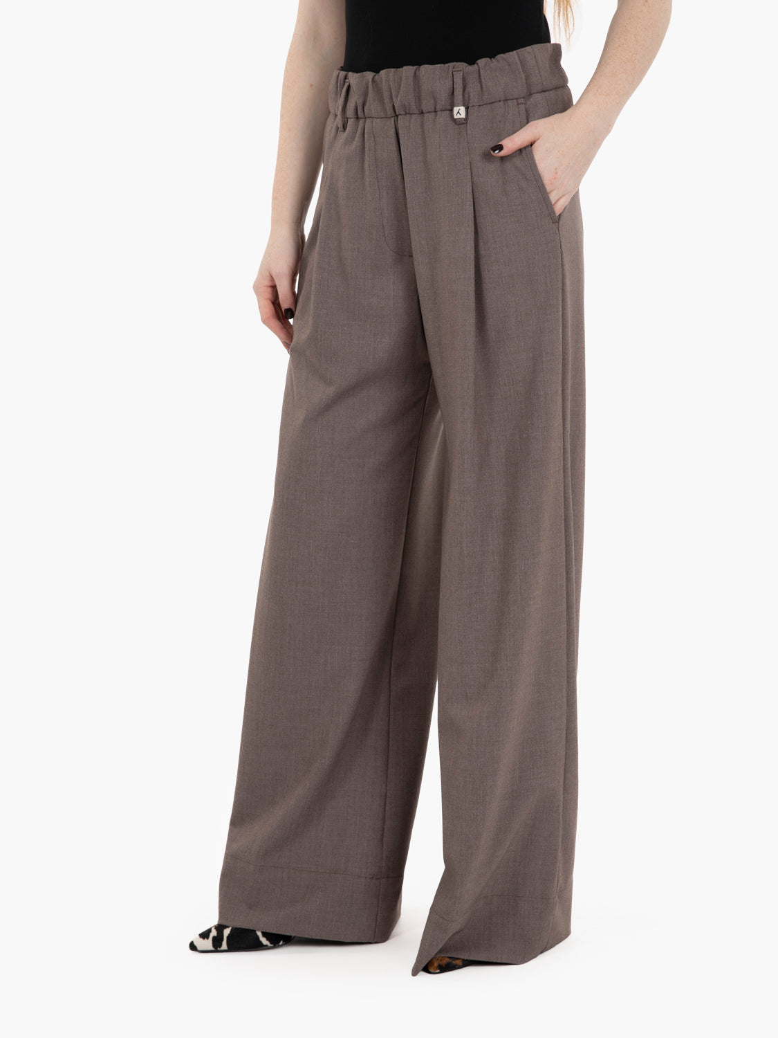 Dove gray palazzo trousers with pleats