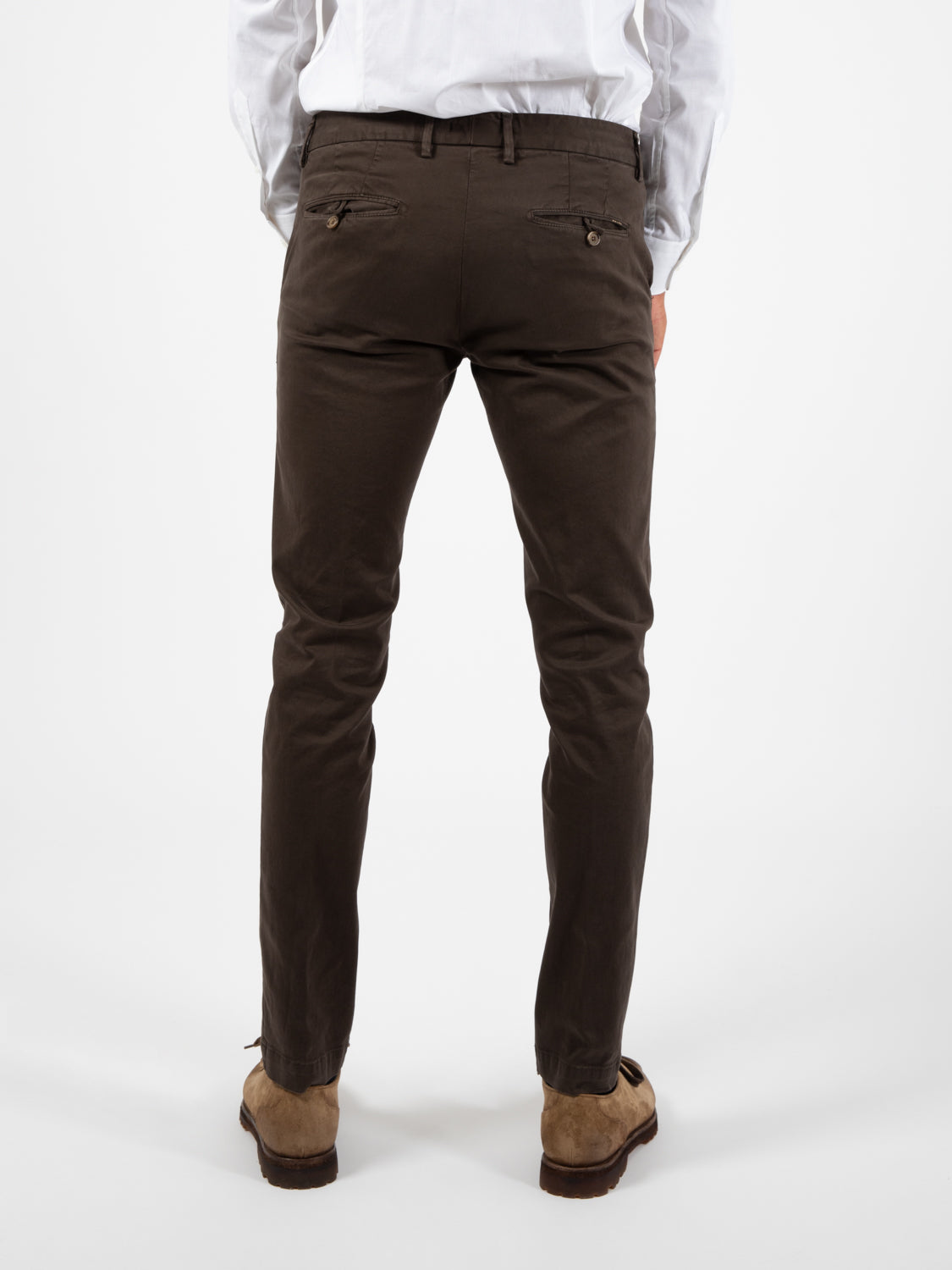 Pantaloni slim in cotone moro