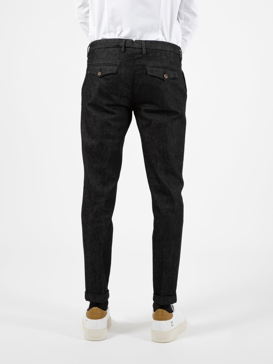 Pantaloni tela denim con pinces blu