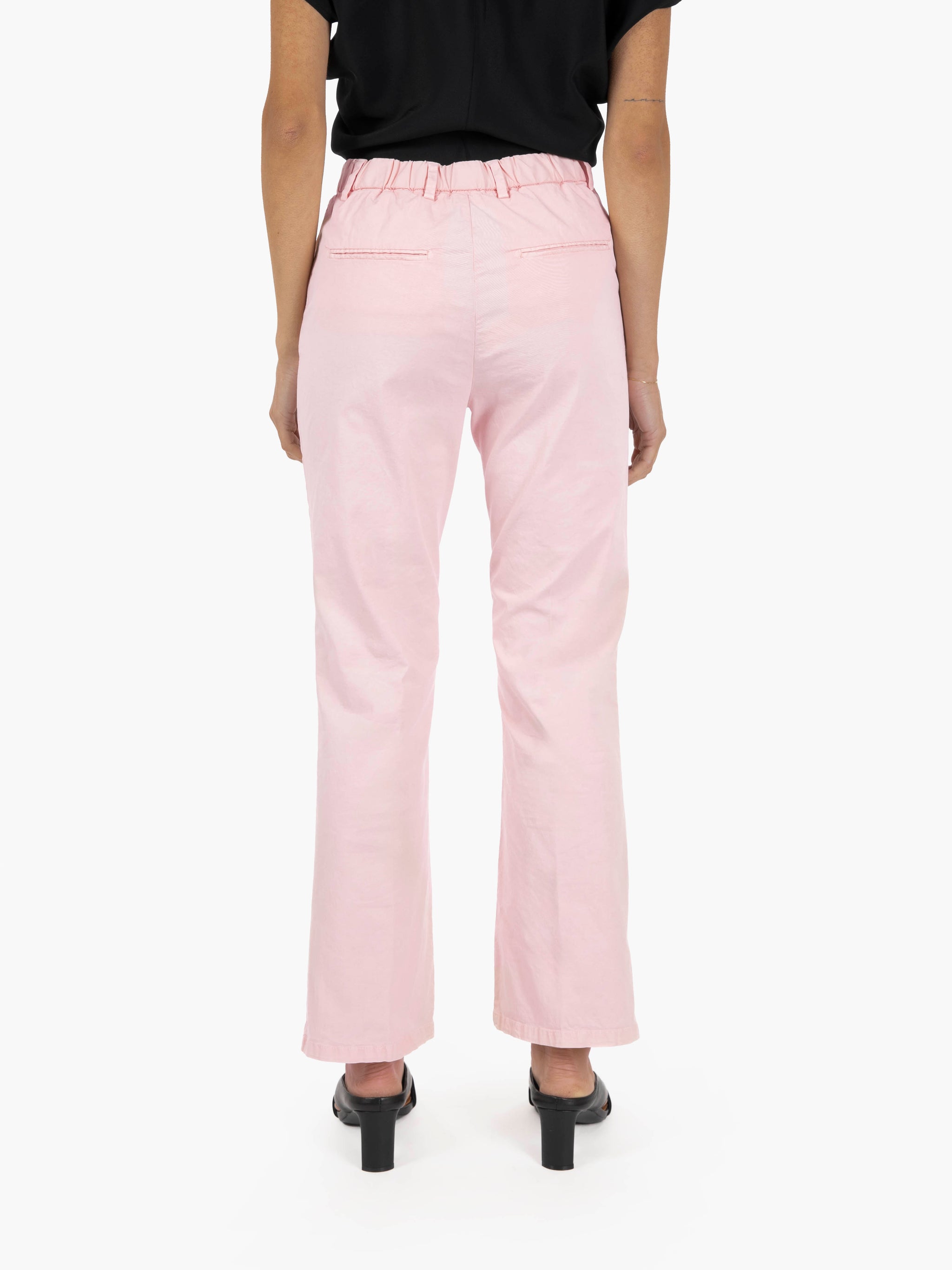 Pantaloni trombetta in cotone rosa