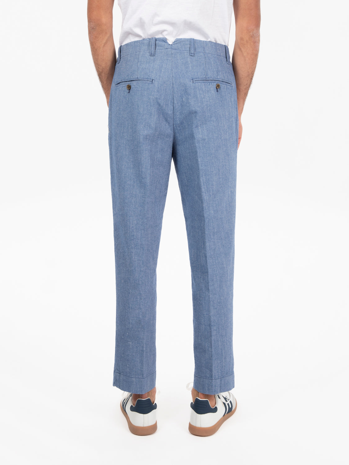 Pantaloni Yarn Dyed azzurro