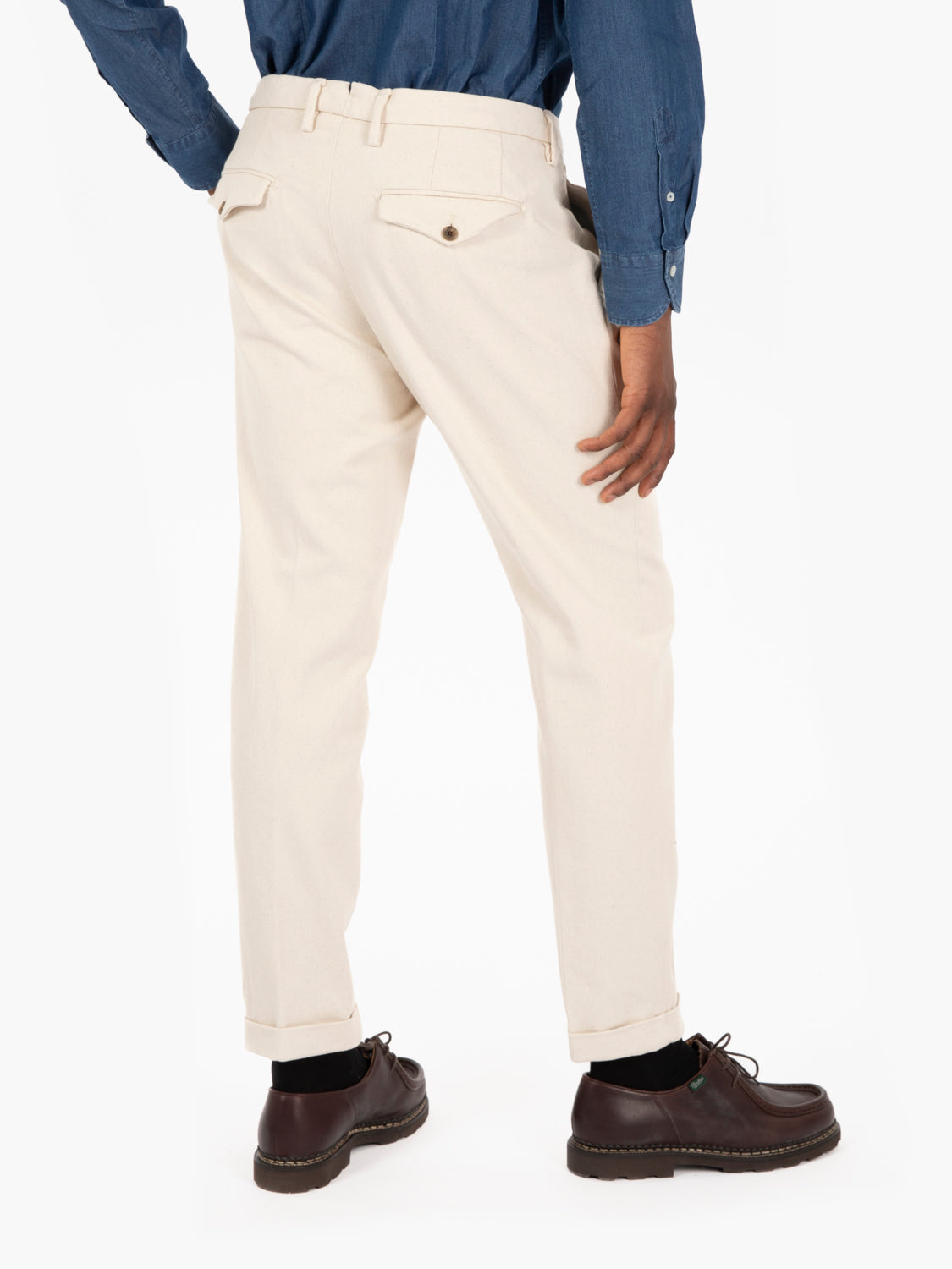 Pantaloni Zeus in cotone organico panna