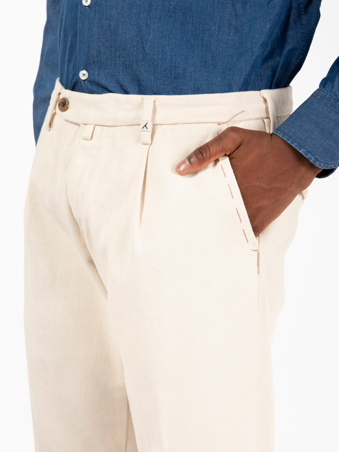 Pantaloni Zeus in cotone organico panna
