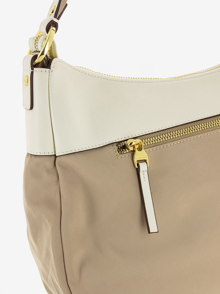 NANNINI - Borsa a spalla Liberty in nylon beige / offwhite