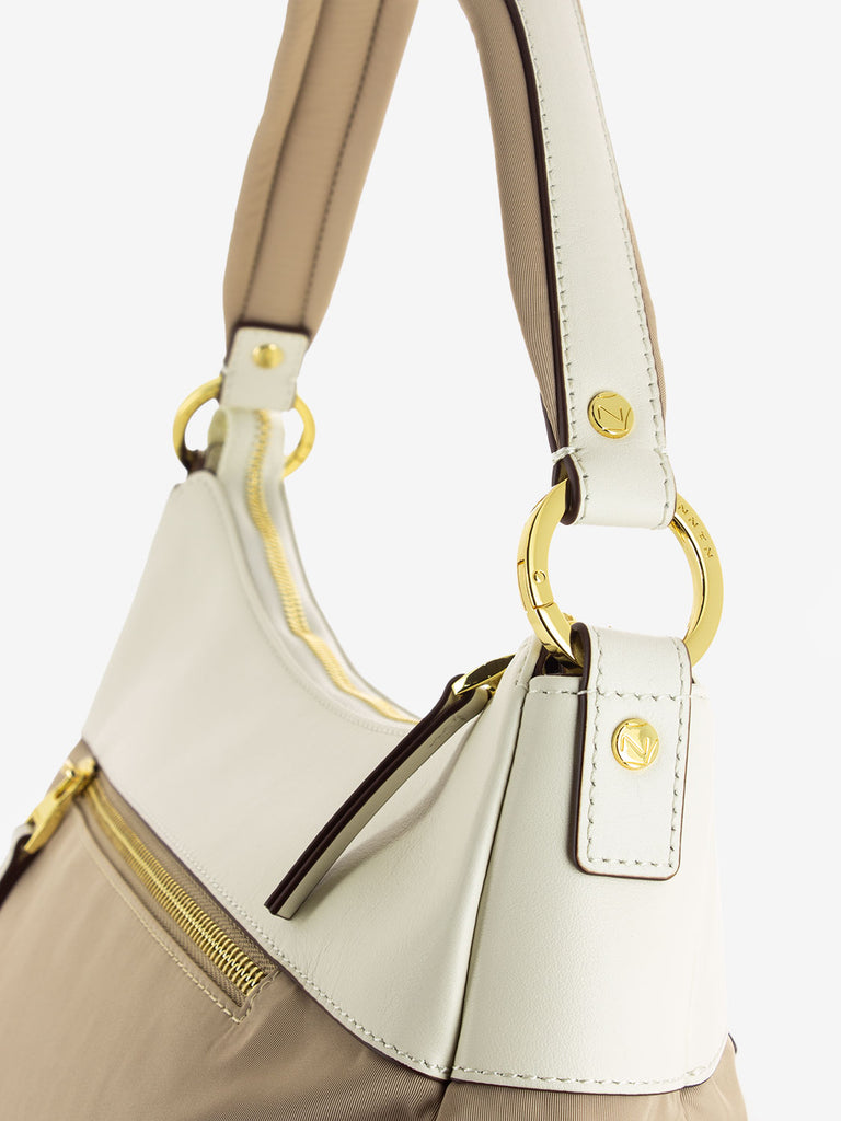 NANNINI - Borsa a spalla Liberty in nylon beige / offwhite