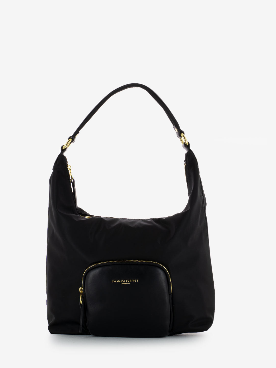 Borsa Gardenia in pelle e nylon nero