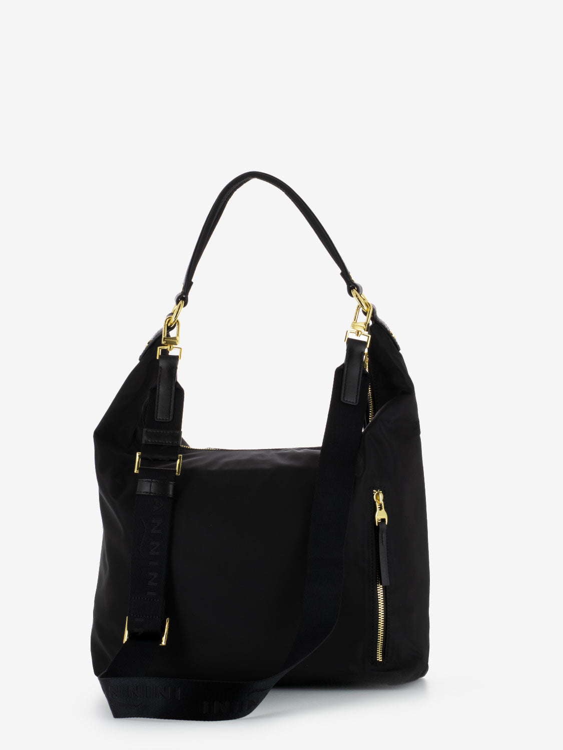 Borsa Gardenia in pelle e nylon nero