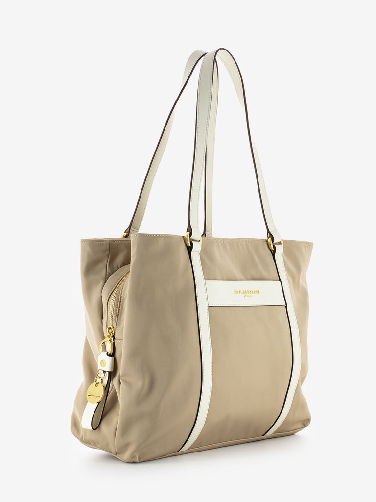 NANNINI - Borsa Liberty grande in nylon beige / offwhite