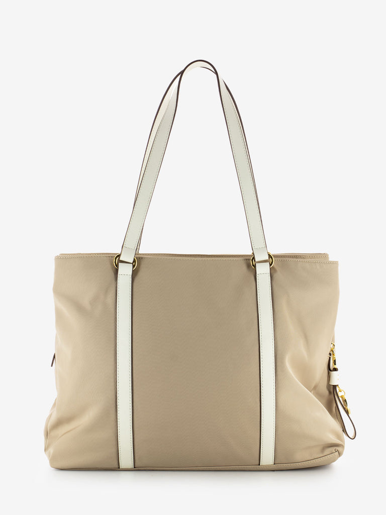 NANNINI - Borsa Liberty grande in nylon beige / offwhite