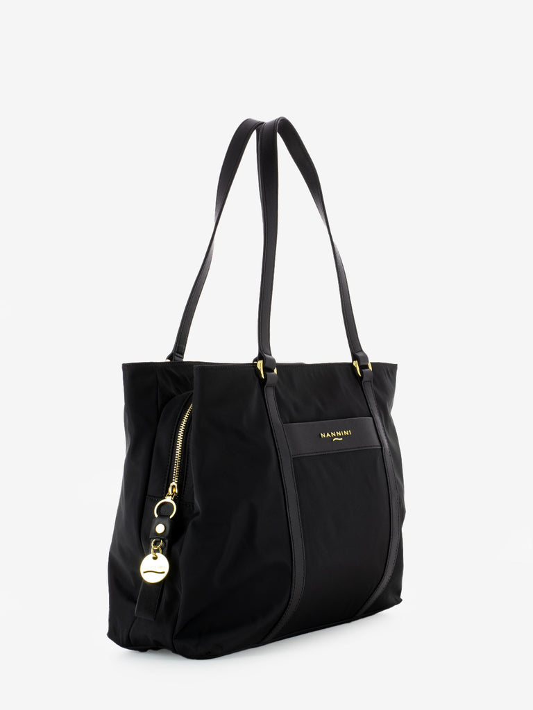 NANNINI - Borsa Liberty grande in nylon nero