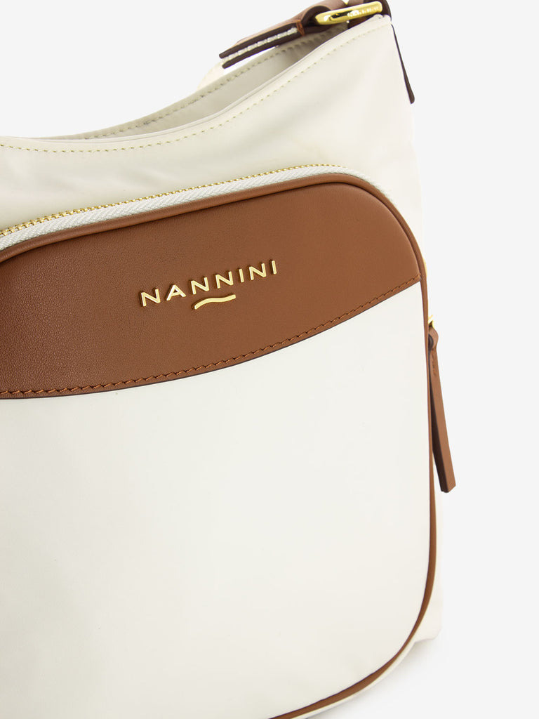 NANNINI - Borsa tracolla Liberty offwhite / cuoio