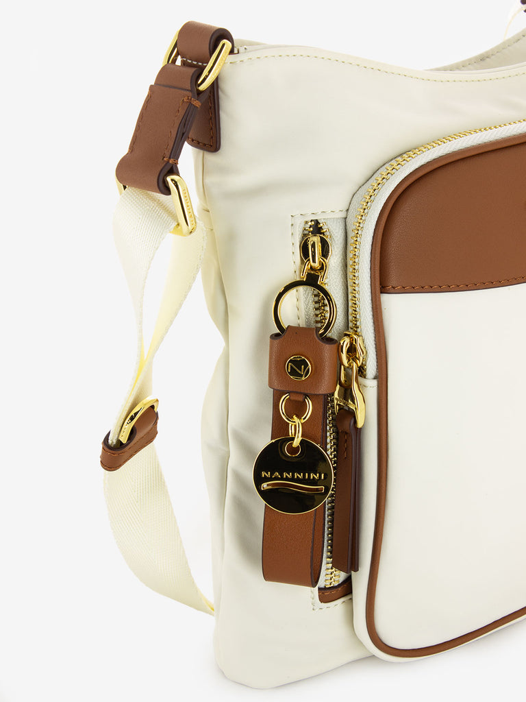 NANNINI - Borsa tracolla Liberty offwhite / cuoio