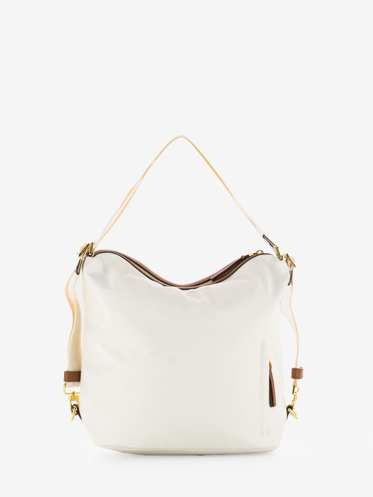 NANNINI - Borsa zaino Liberty off-white / cuoio