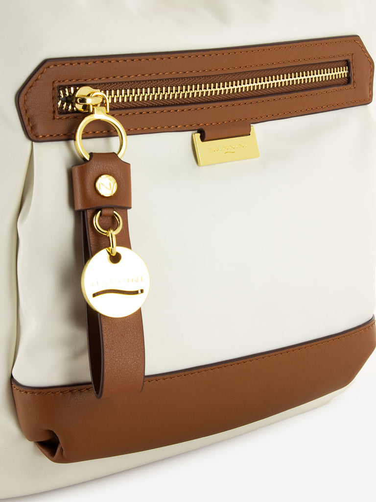 NANNINI - Borsa zaino Liberty off-white / cuoio