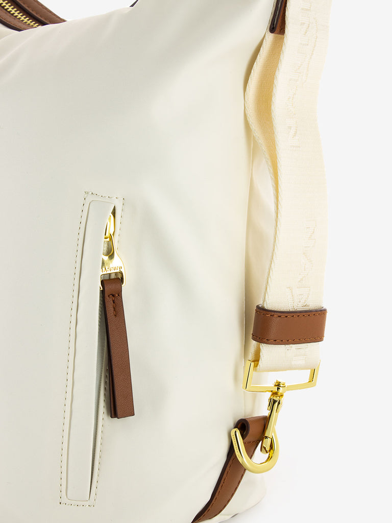 NANNINI - Borsa zaino Liberty off-white / cuoio