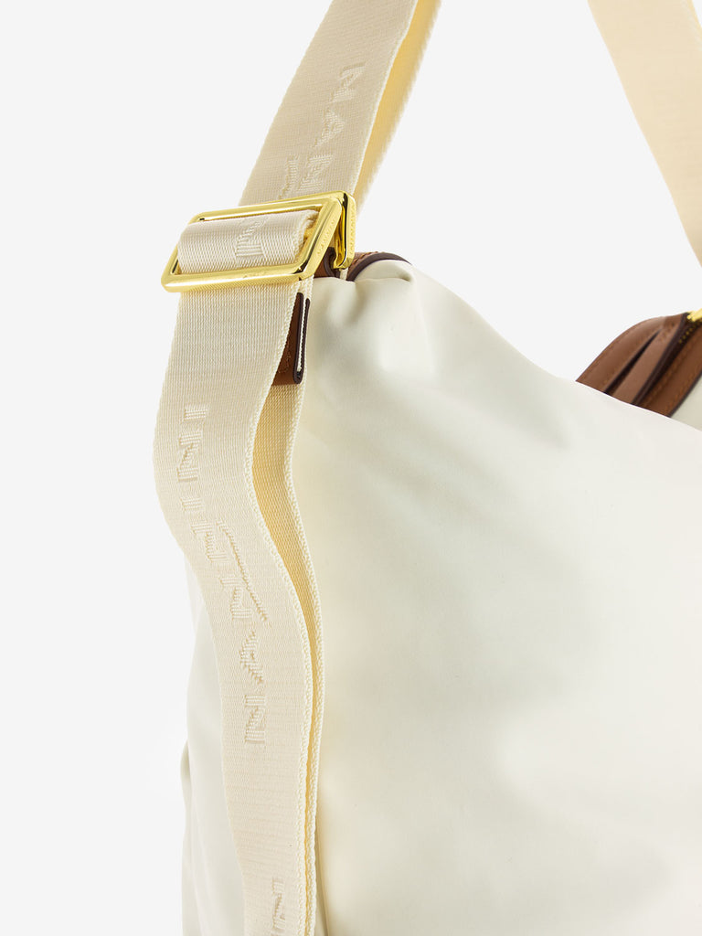 NANNINI - Borsa zaino Liberty off-white / cuoio
