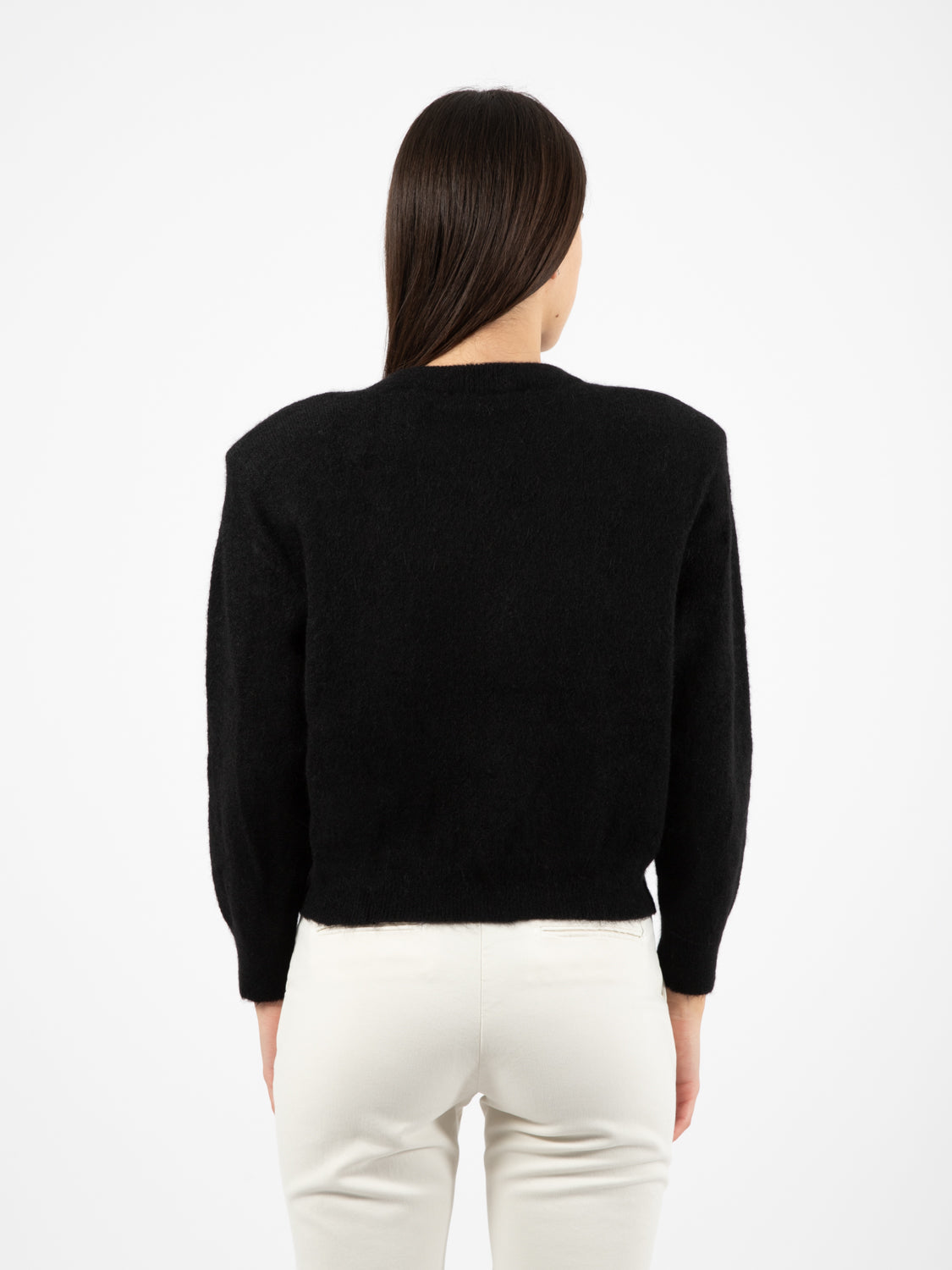 Maglione girocollo con borchie nero
