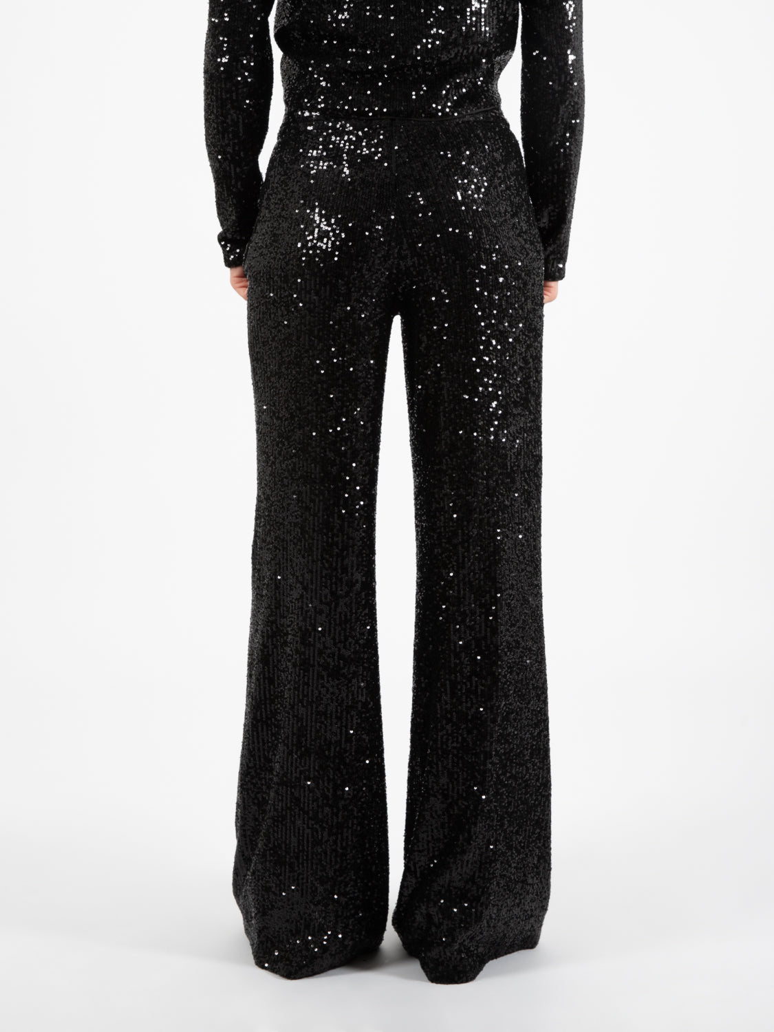 Pantalone largo paillettes nero