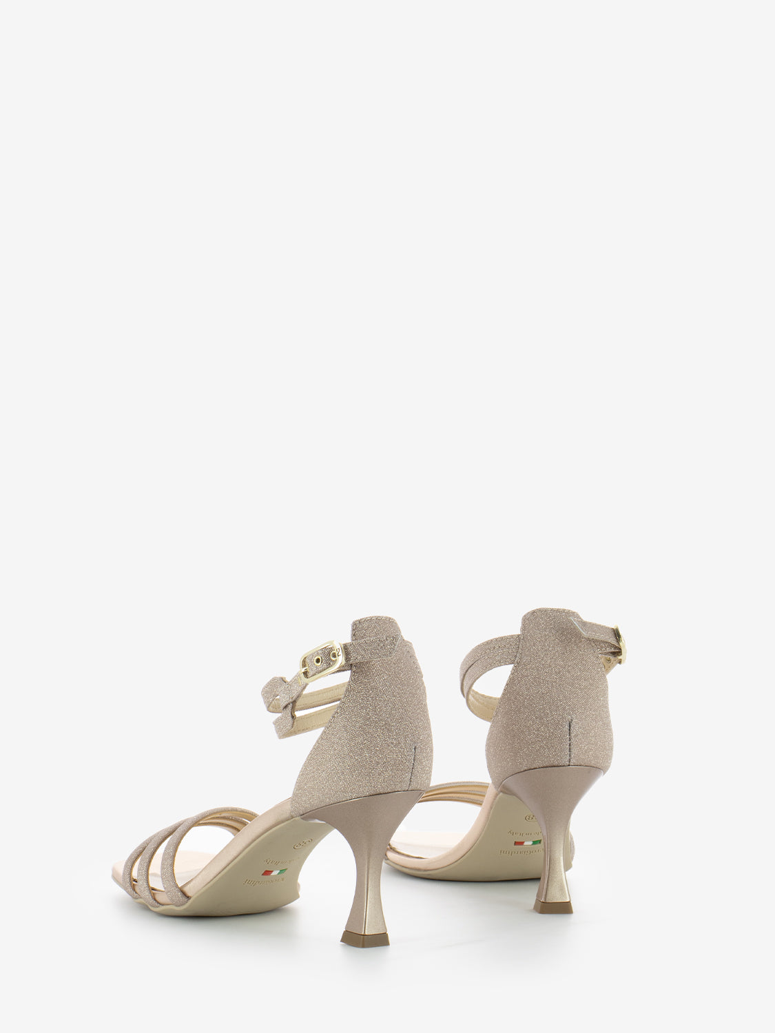 Sandalo con tacco microglitter carne