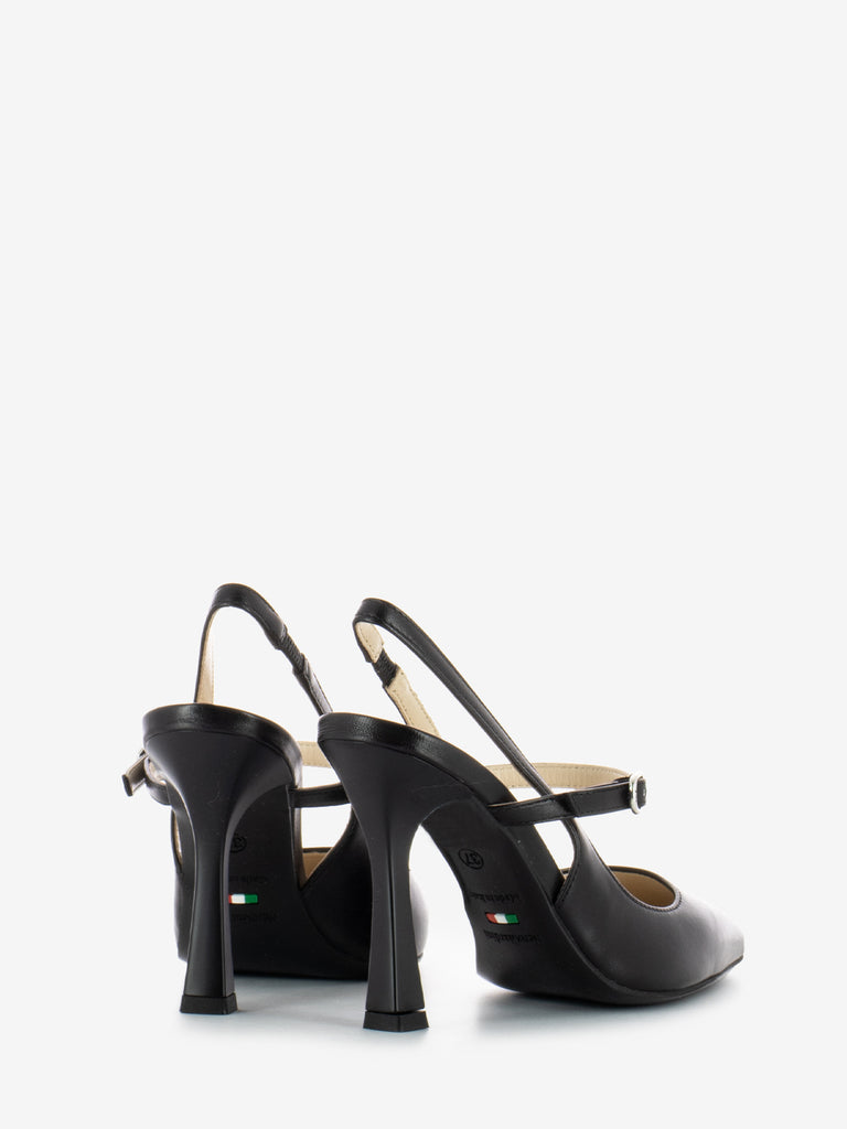 NERO GIARDINI - Slingback Pandora cinturino nappa nero