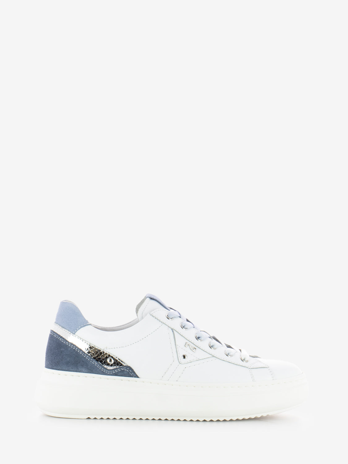 Sneakers Cile velour avio / bianco / argento