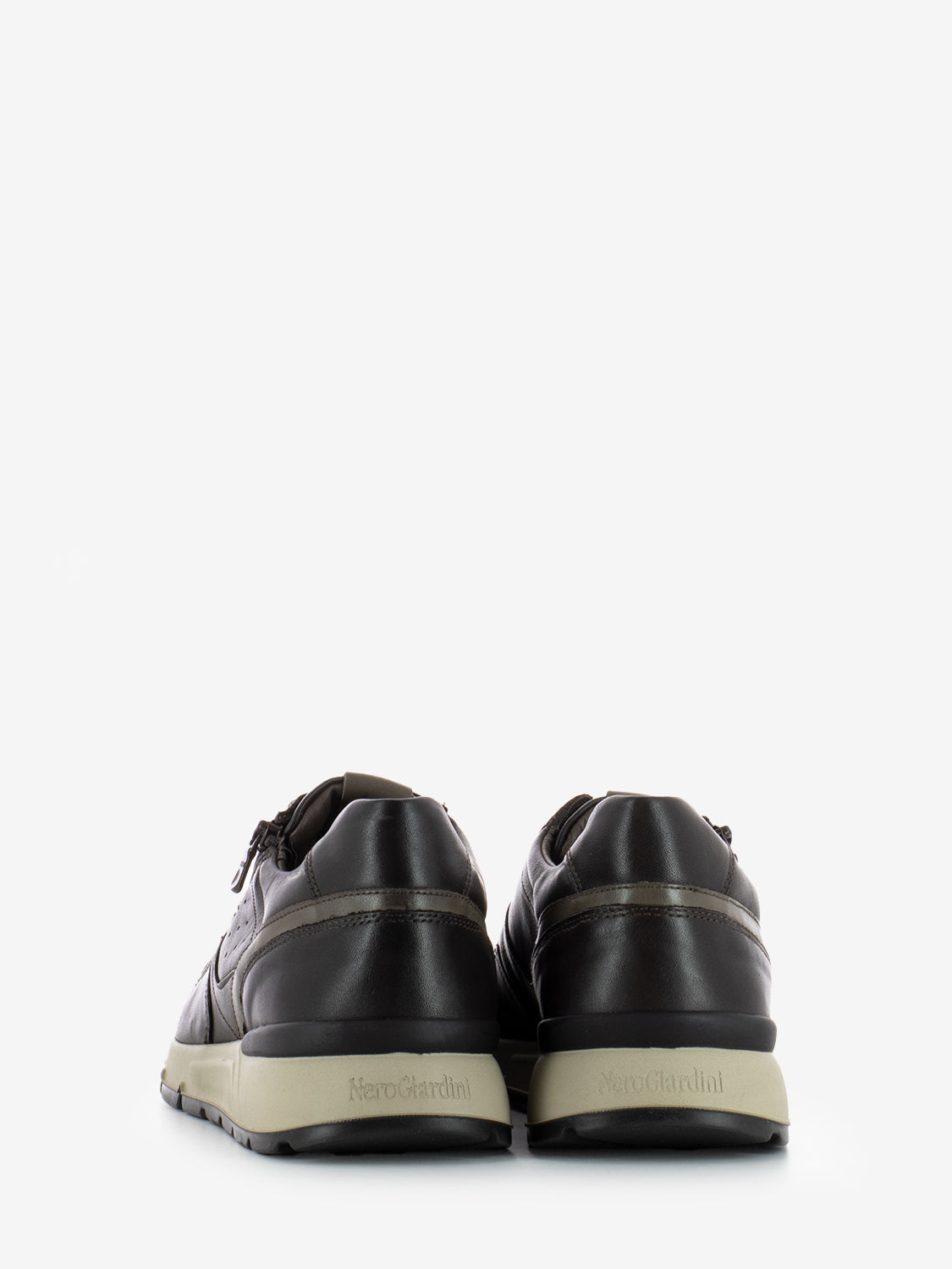 Sneakers in pelle con zip savana brown