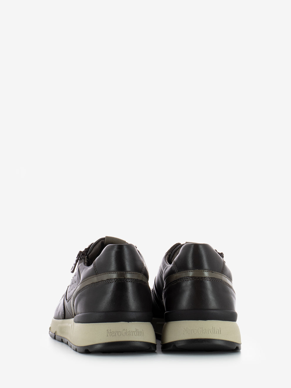 Sneakers in pelle con zip savana brown