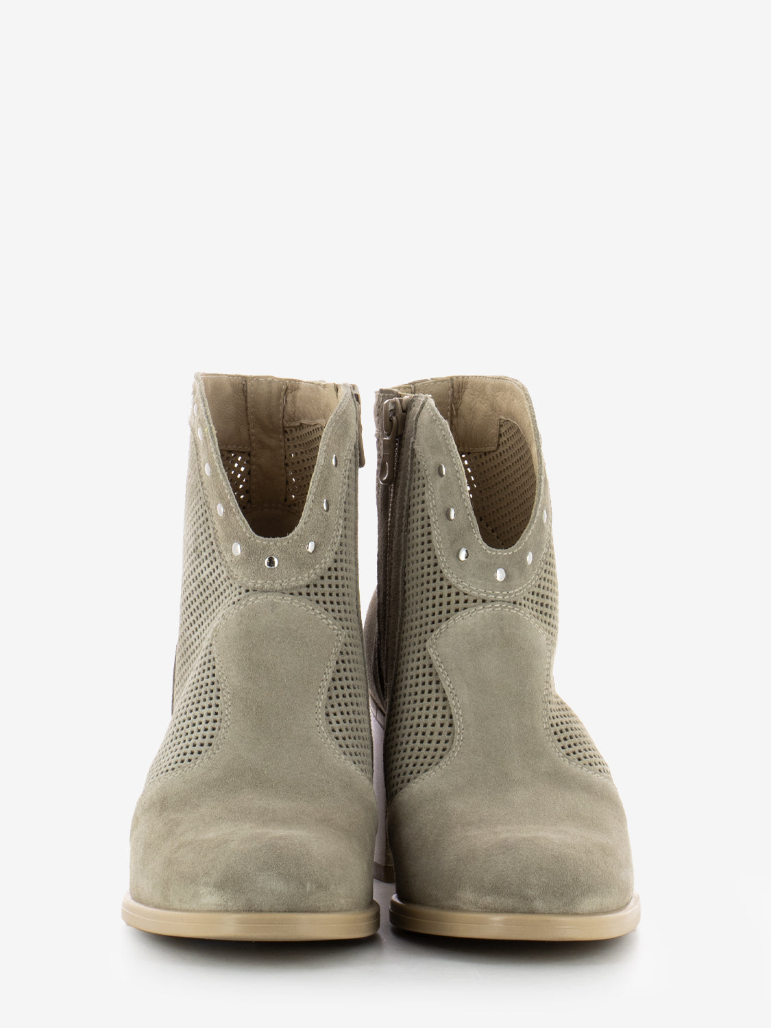Beige clay velour ankle boots