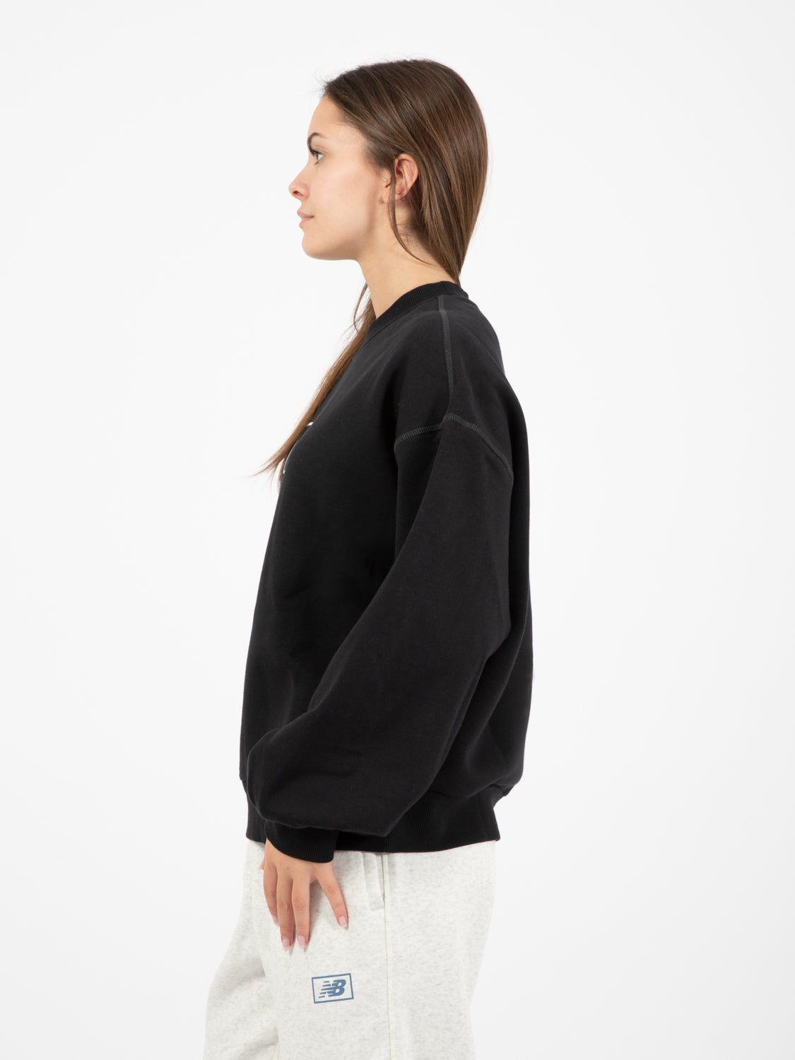 Essentials Americana brushed back fleece crew black