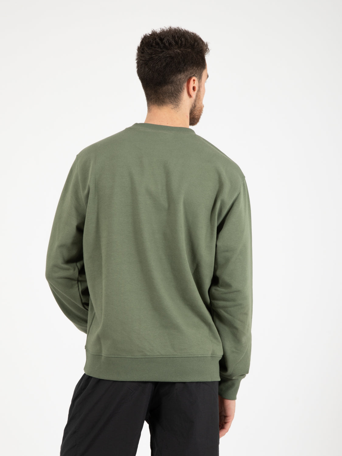 Essentials Stacked Logo French Terry Crewneck olive green