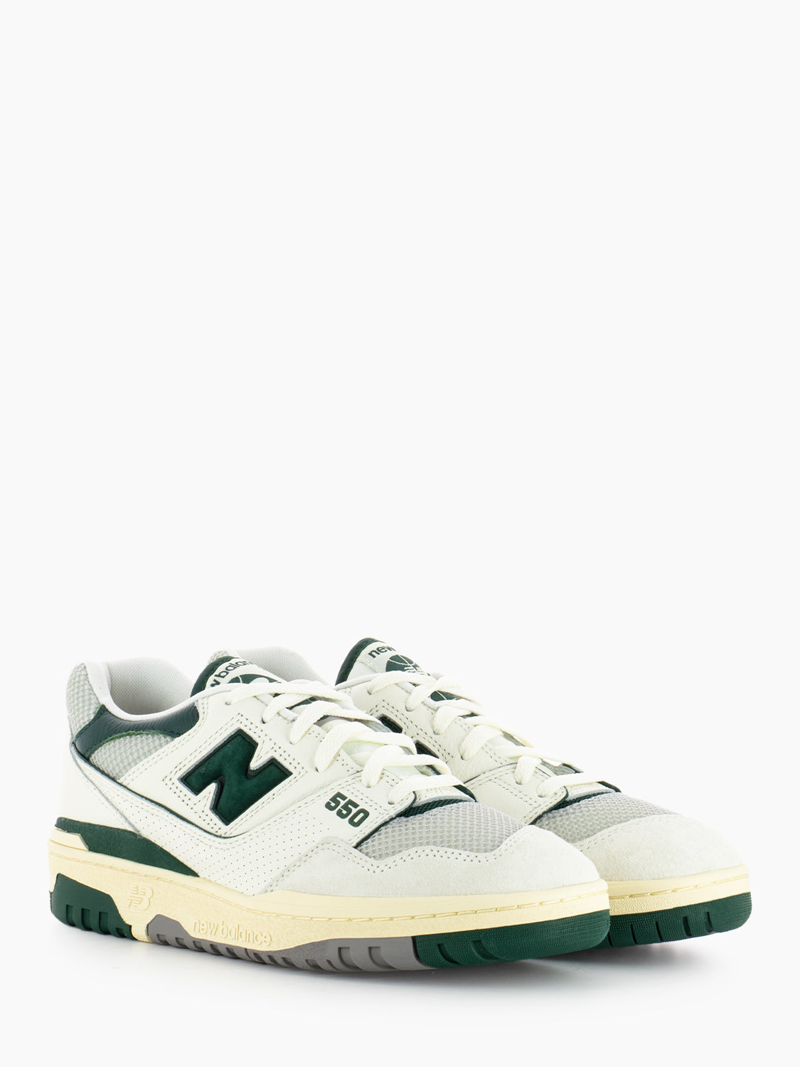 Tier 2 leather textile sneakers off white / green